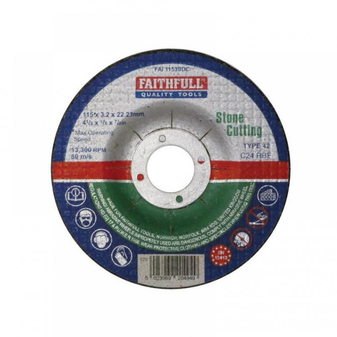 STONE CUTTING WHEEL DEPPRESSED CENT 115 MM
